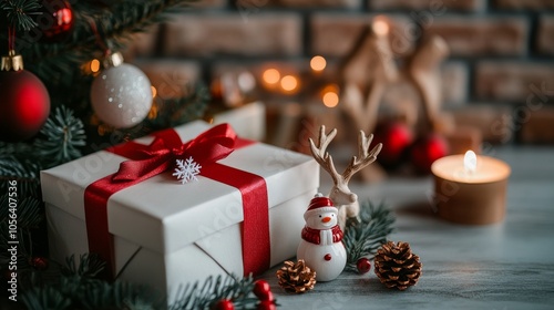 Christmas Gift Box with Festive Decor 