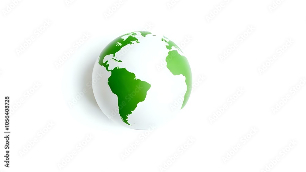 Earth Globe with Green Outline on White Background Earth Globe with Green Outline on White Background