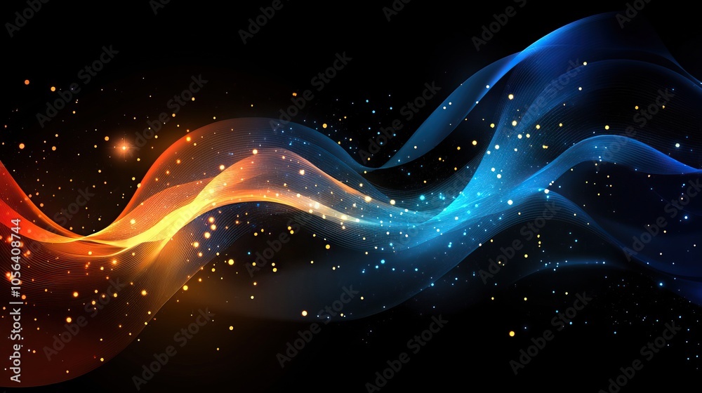 Obraz premium Abstract Waves with Glowing Particles