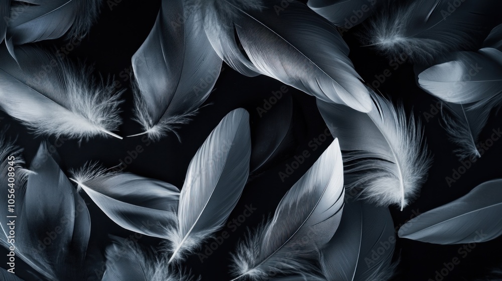 Fototapeta premium Feathers on Black Background