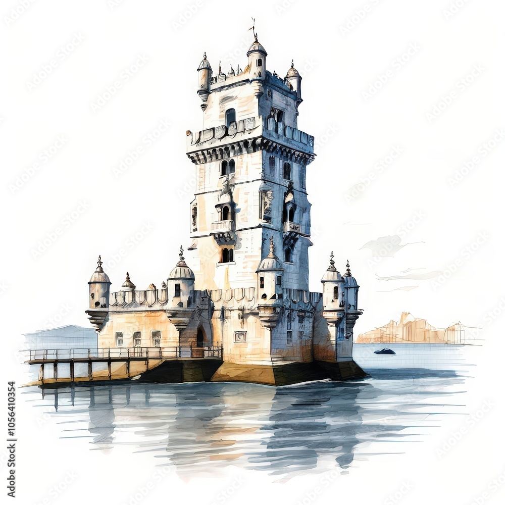 Naklejka premium the AI Image Generator, Tower at city by paint