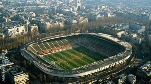 Aerial View of the Parc des Princes Stadium in Paris