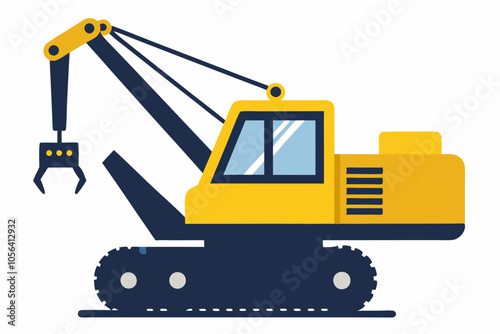  Yellow mobile crane silhouette on a white background