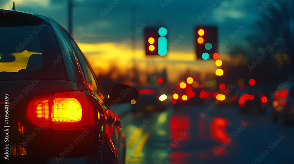Car Tail Lights in Traffic at Dusk - Photo Car Tail Lights in Traffic at Dusk - Photo