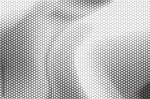 Black and White Triangle Dots Background. Halftone Effect Gradient Backdrop. Grunge Halftone Background with dots