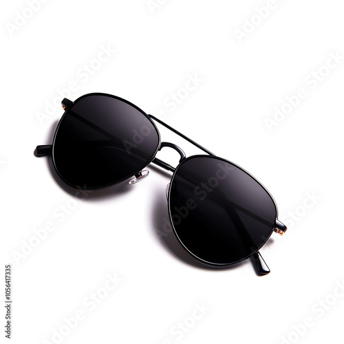 Stylish black sunglasses on a white isolated background.