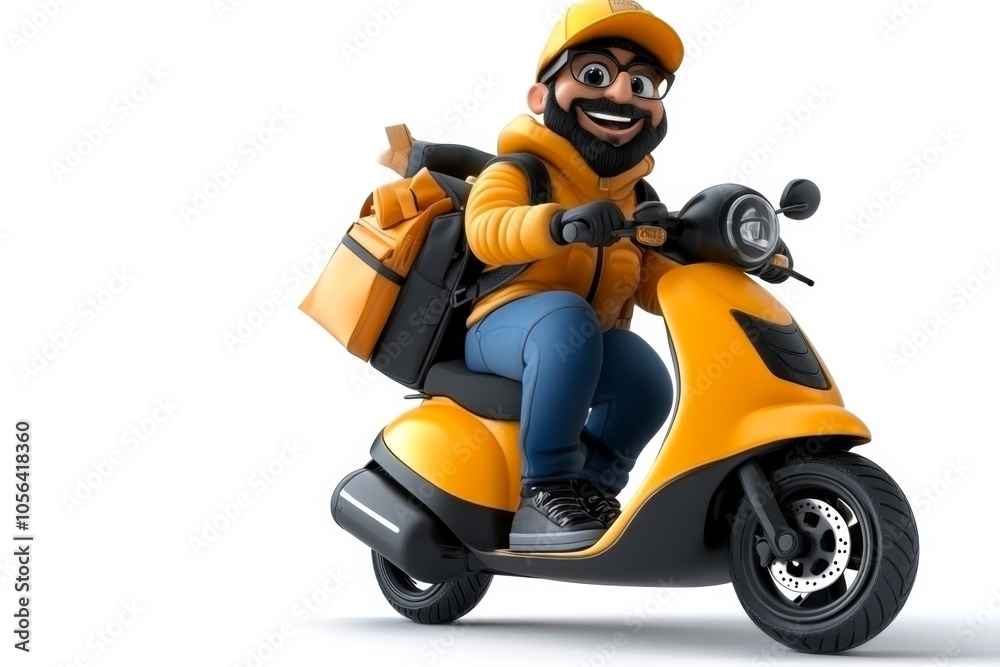 a 2D cartoon illustration of a postman on a scooter delivering mail friendly and reliable white background a 2D cartoon illustration of a postman on a scooter delivering mail friendly and reliable white background