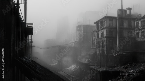 Forgotten Cityscape: A Monochromatic Vision of Urban Decay photo