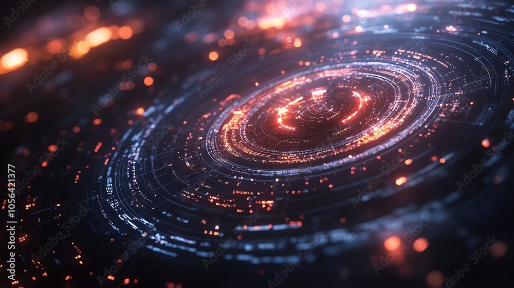 Abstract futuristic technology background with glowing circles and particles. Abstract futuristic technology background with glowing circles and particles.