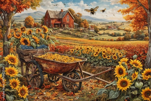 autumn landscape in the village