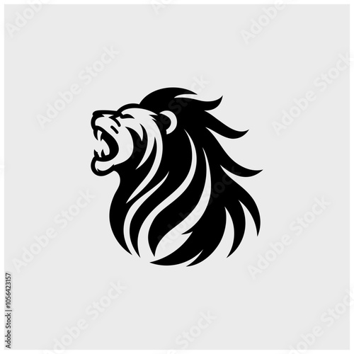 SIMPLE LION ROAR ICON LOGO SILHOUETTE TRIBAL