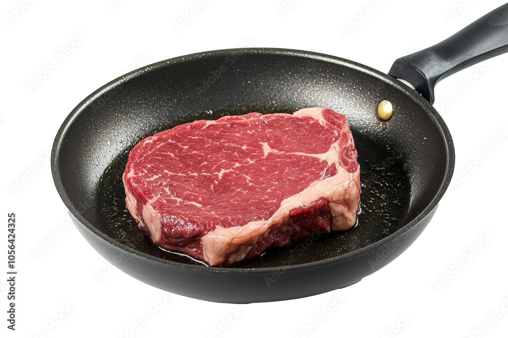 A raw meat on a pan A raw meat on a pan