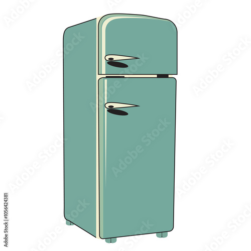 Household refrigerator in retro style