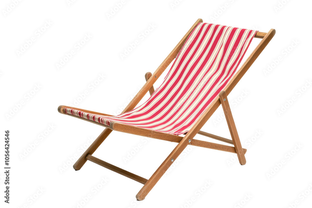 PNG Image of Red striped deck chair PNG Image of Red striped deck chair