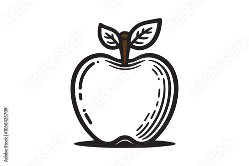 Apple icon. Silhouette vector illustration. The fruit is a symbol of nature and health. photo