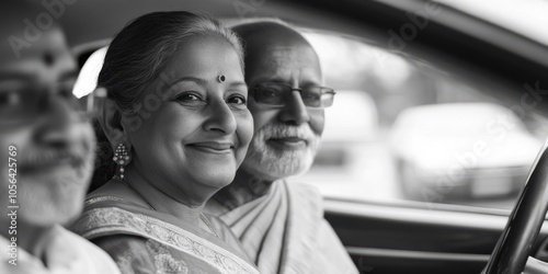 Elderly Couple in Car, Portrait photo