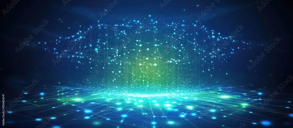 Abstract Digital Network, Connecting Lines, and Glowing Lights Abstract Digital Network, Connecting Lines, and Glowing Lights
