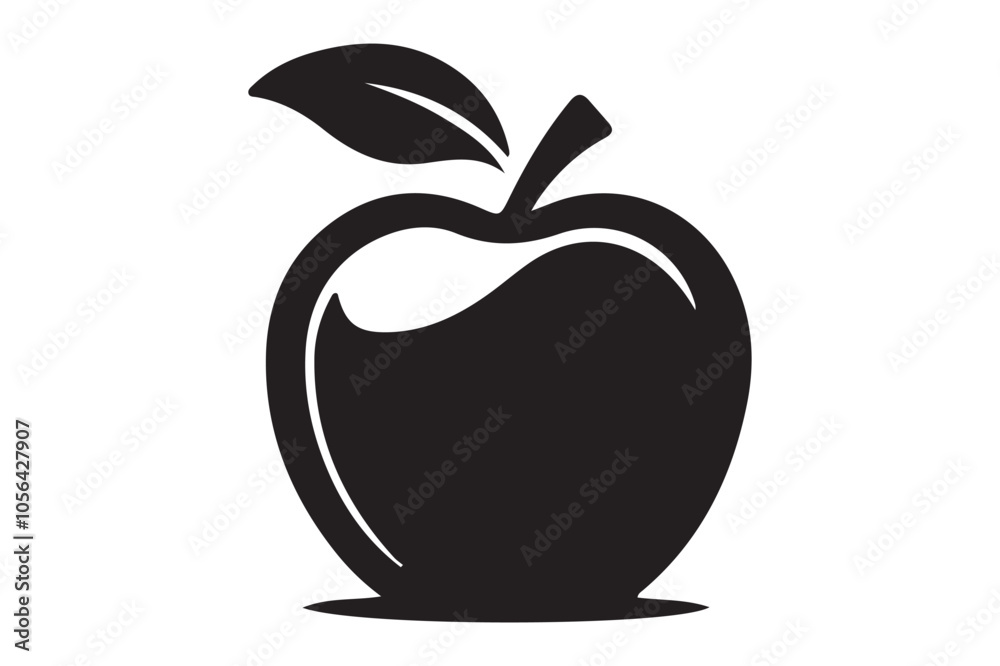 Apple icon. Silhouette vector illustration. The fruit is a symbol of nature and health.