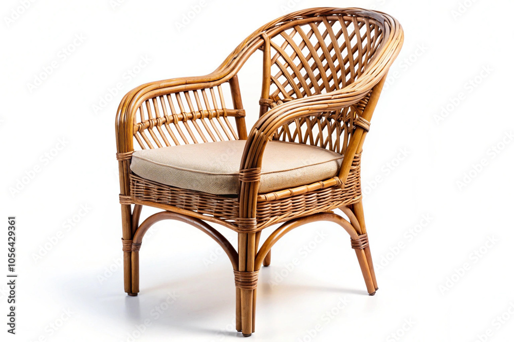 Chair made of rattan,isolated on white background