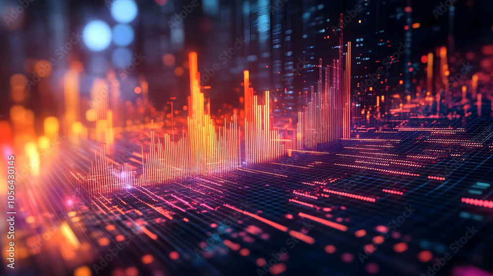 Abstract 3D Digital Cityscape Background