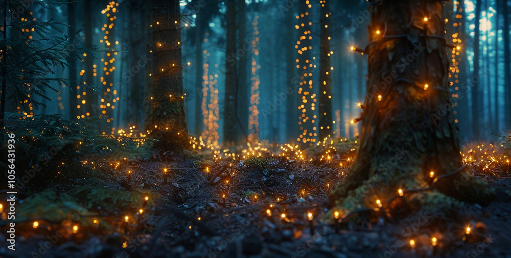 Fototapeta premium Beautiful Forest Christmas Lights