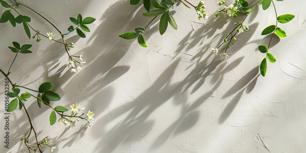 Sunlit green leaves casting shadows on a textured white wall, creating a serene and minimalist nature-inspired background. Sunlit green leaves casting shadows on a textured white wall, creating a serene and minimalist nature-inspired background.