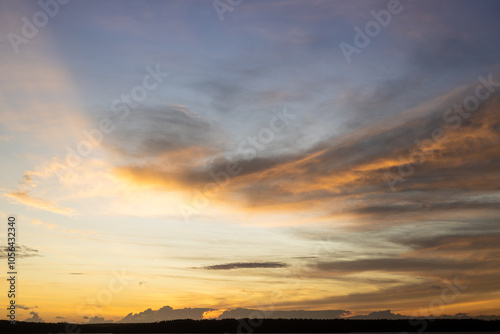 Beautiful sunset with orange clouds.