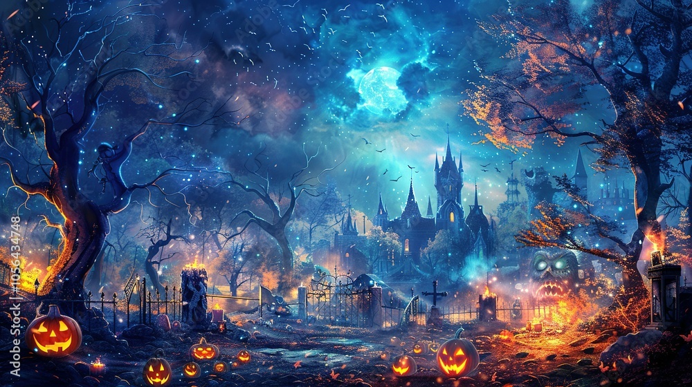 Eerie Elegance: Concept Illustration for a Halloween Holiday Event Background Eerie Elegance: Concept Illustration for a Halloween Holiday Event Background