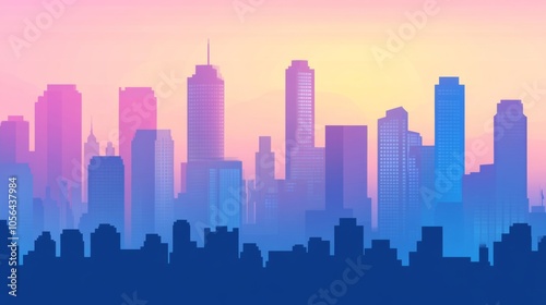 Gentle Morning Cityscape with Gradient Tones