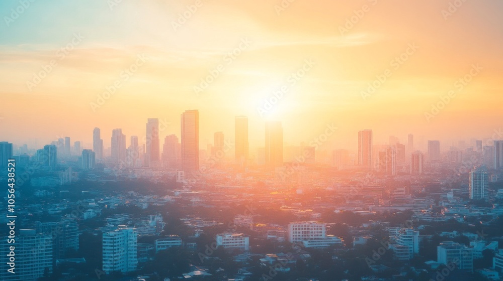 Hazy Morning Skyline with Soft Early Light Hazy Morning Skyline with Soft Early Light
