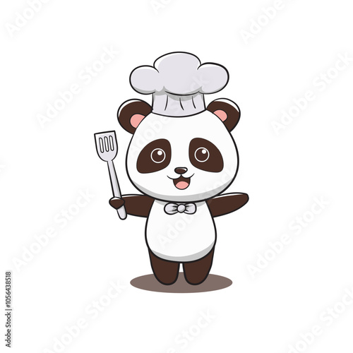 panda chef mascot vector logo, isolated on white background