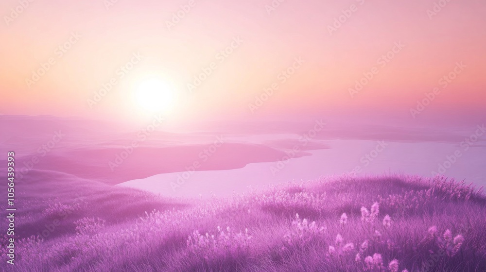 Obraz premium Serene Landscape with Soft Gradient Tones at Sunrise