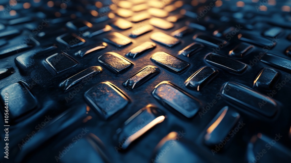 3D diamond plate with brushed aluminum texture, sharp ridges and smooth polished surface, realistic lighting and metallic grain details 3D diamond plate with brushed aluminum texture, sharp ridges and smooth polished surface, realistic lighting and metallic grain details