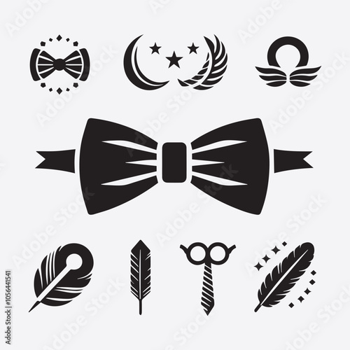 Bow tie logo vector, Bow tie icon vector black and white 