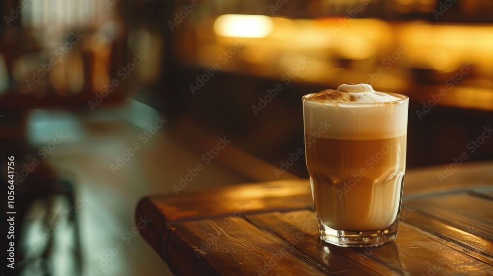 Latte coffee close-up in cafe for website header with text space. Latte coffee close-up in cafe for website header with text space.
