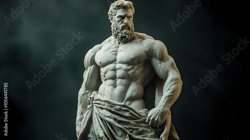 Muscular Stone Statue 3D Illustration