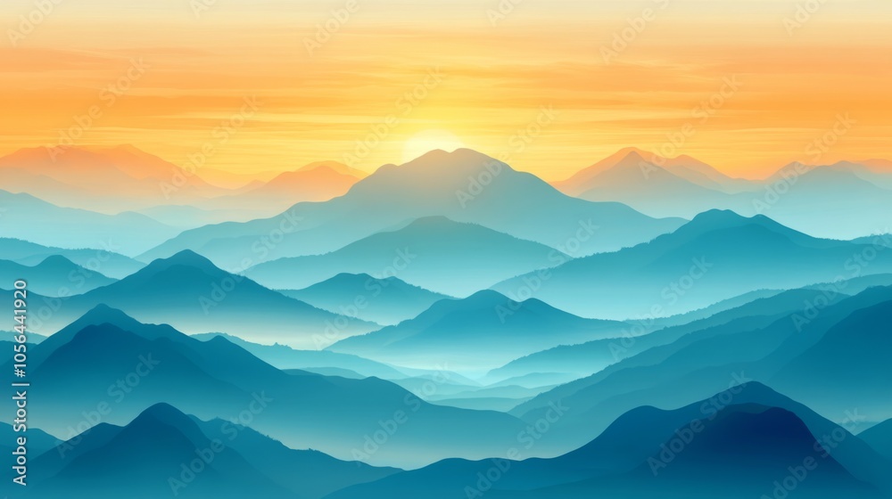 Soft Focus Sunrise Over Mountain Ranges Soft Focus Sunrise Over Mountain Ranges