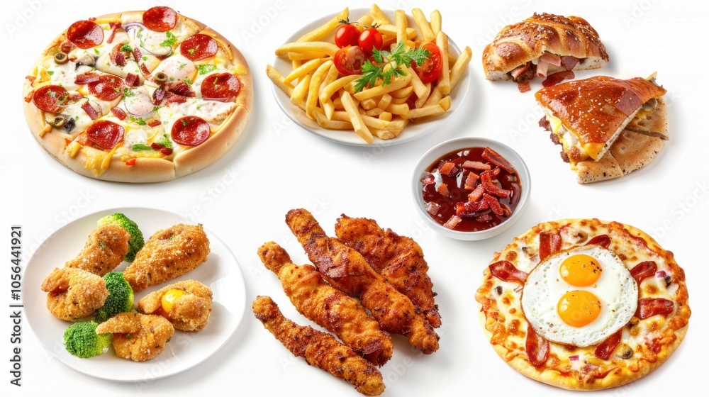 Set of fast food dishes Set of fast food dishes