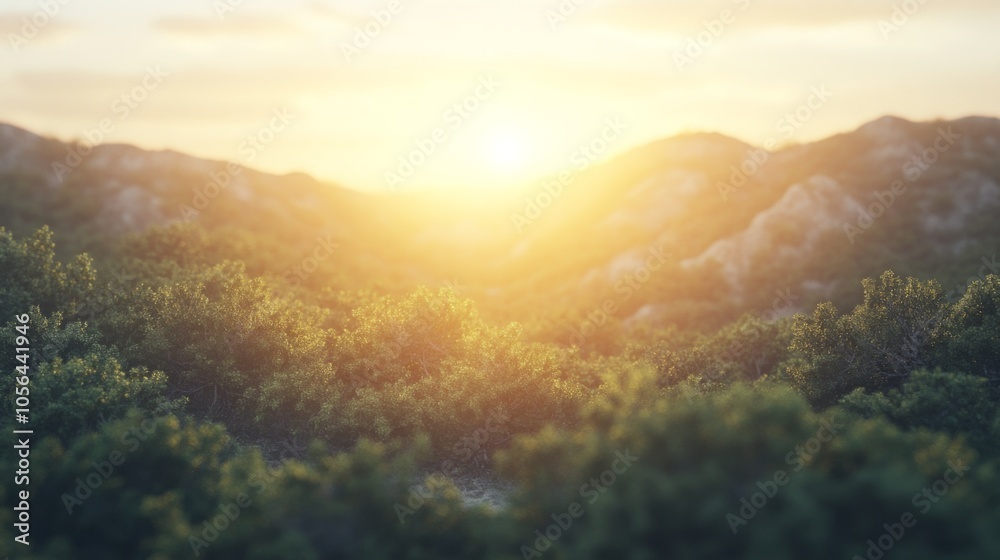 Soft Focus Valley Landscape at Sunset Soft Focus Valley Landscape at Sunset