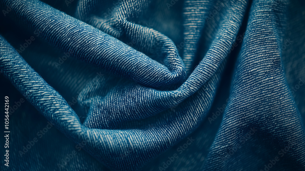 Close-Up Textured Blue Denim Fabric