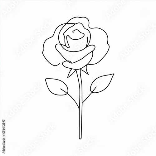 rose hand drawn outline linear black isolated on white