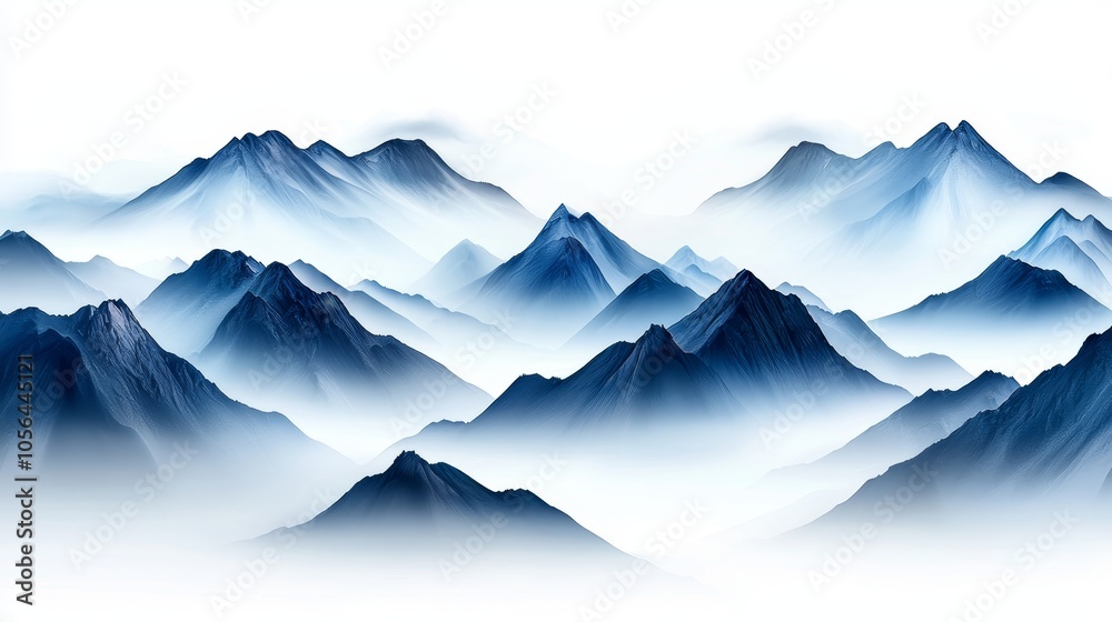 Close-up of towering mountains in traditional Chinese ink painting style, mist enveloping peaks, serene and mystical atmosphere, minimalistic colors, mountains painted in Chinese style Close-up of towering mountains in traditional Chinese ink painting style, mist enveloping peaks, serene and mystical atmosphere, minimalistic colors, mountains painted in Chinese style