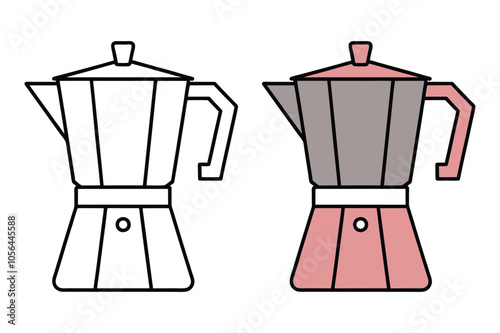 coffee maker vector illustration. Stove-top coffee maker. Hot drink. Composition for coffee shops, cafes, and restaurants.Flat vector illustrations.