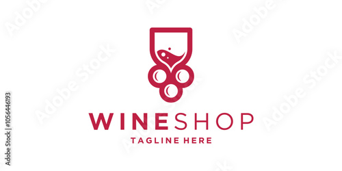logo design wine shop, wine glass, grape, logo design vector, icon, symbol, idea, creative.