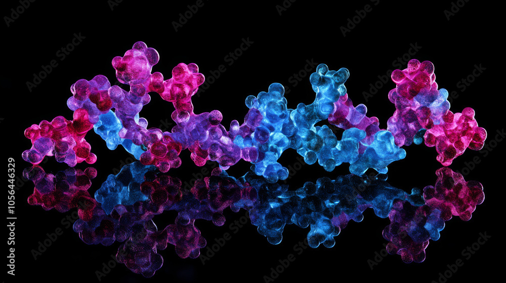 Colorful Molecular Structure on Black Background Colorful Molecular Structure on Black Background
