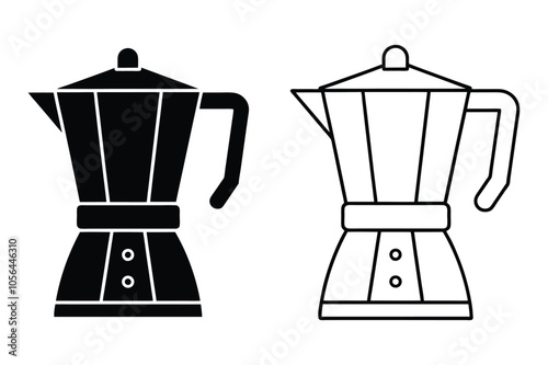 coffee maker vector illustration. Stove-top coffee maker. Hot drink. Composition for coffee shops, cafes, and restaurants.Flat vector illustrations.