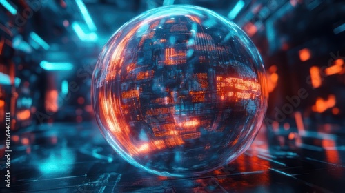 Glowing Sphere in a Futuristic Setting