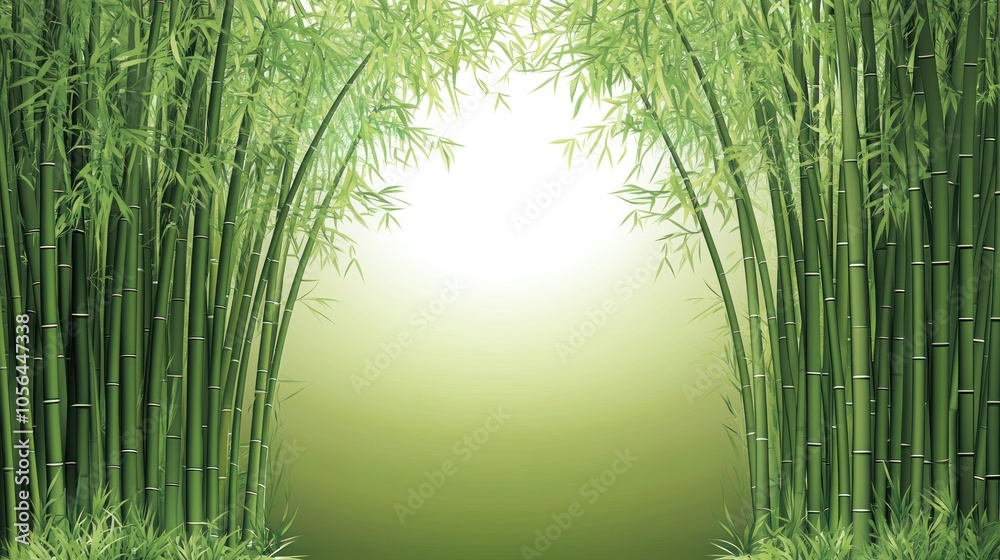 A serene bamboo forest background with soft lighting. A serene bamboo forest background with soft lighting.