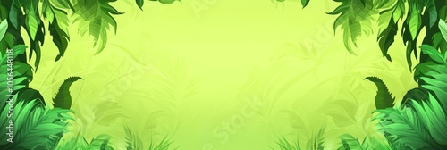 A vibrant green background with tropical leaves, ideal for nature-themed designs.