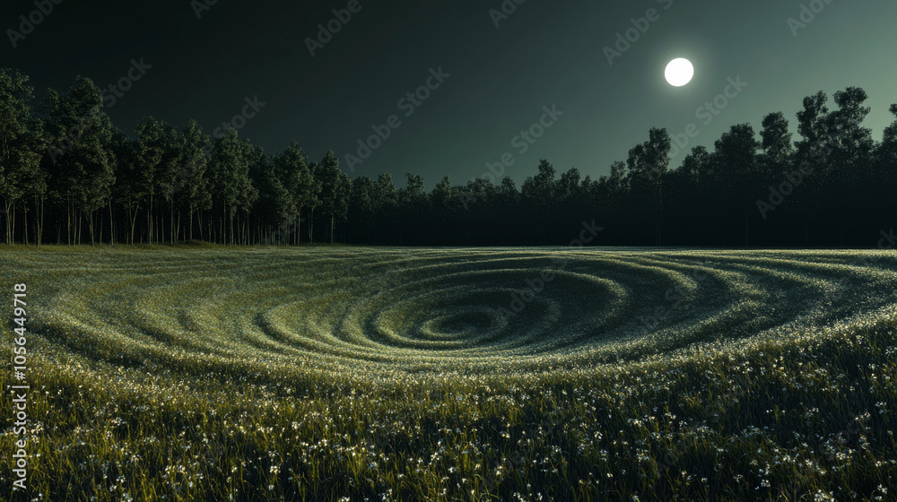 Fototapeta premium Mystical Night Field with Spiral Patterns